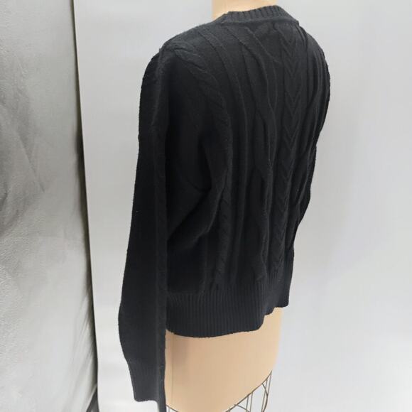 Karl Lagerfeld Womens Cable Neck Mock Knit Sweater, Black Medium - Picture 7 of 14